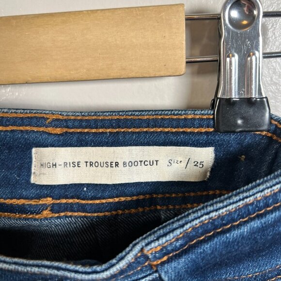 Pilcro Anthropologie High Rise Trouser Bootcut Jeans Size 25 Dark Wash Blue - Picture 4 of 10